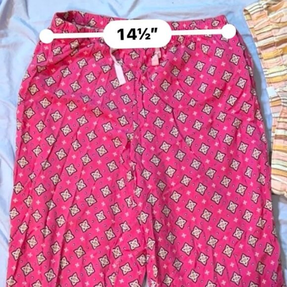 THREE Pairs of Pajama Pants (1 Pink print Capri, 2 Striped print wide leg) S/M - Picture 3 of 16
